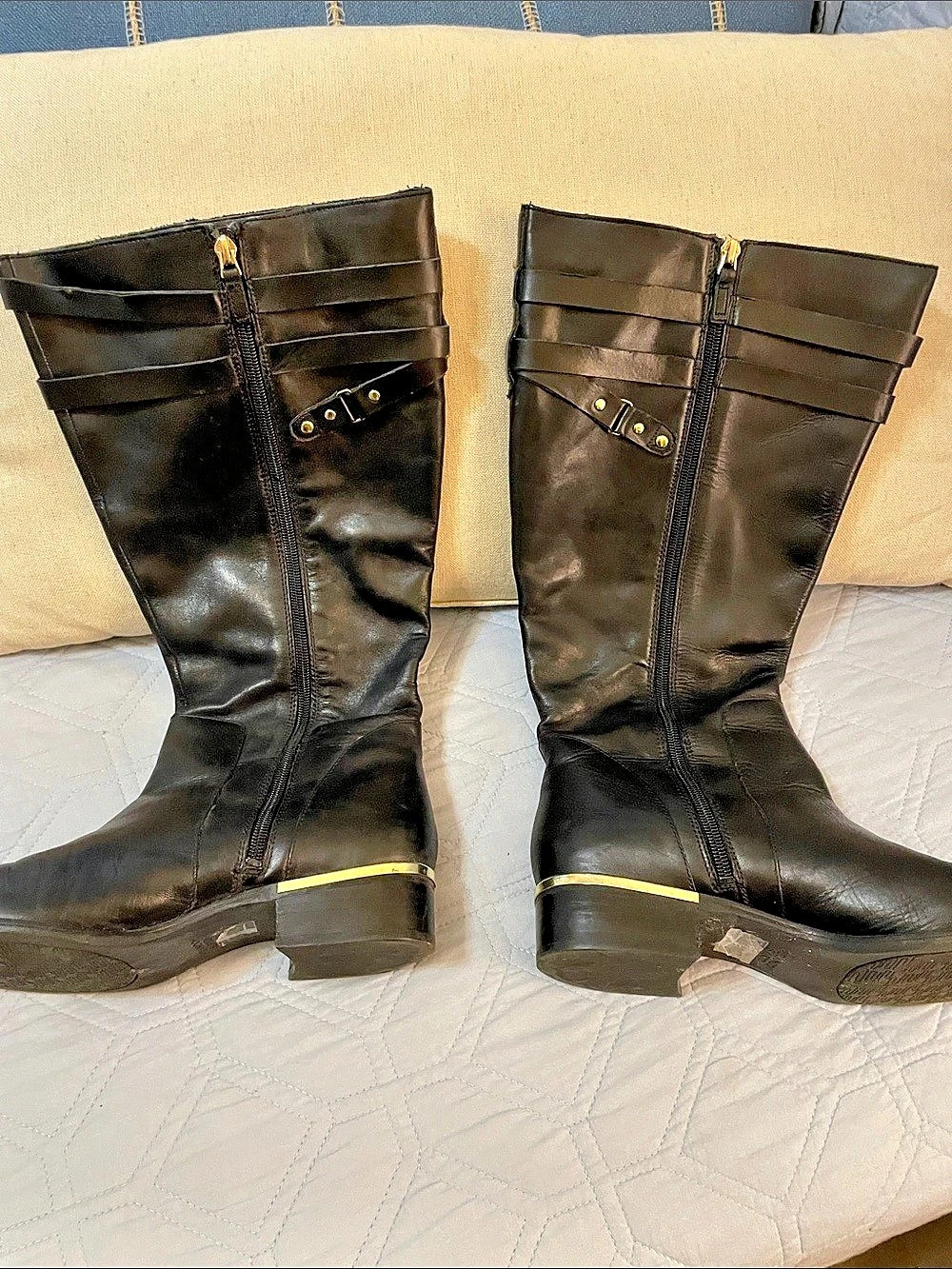 Franco Sarto Celeste Knee high Leather Wide Calf Boots Black US 10M - Picture 4 of 11